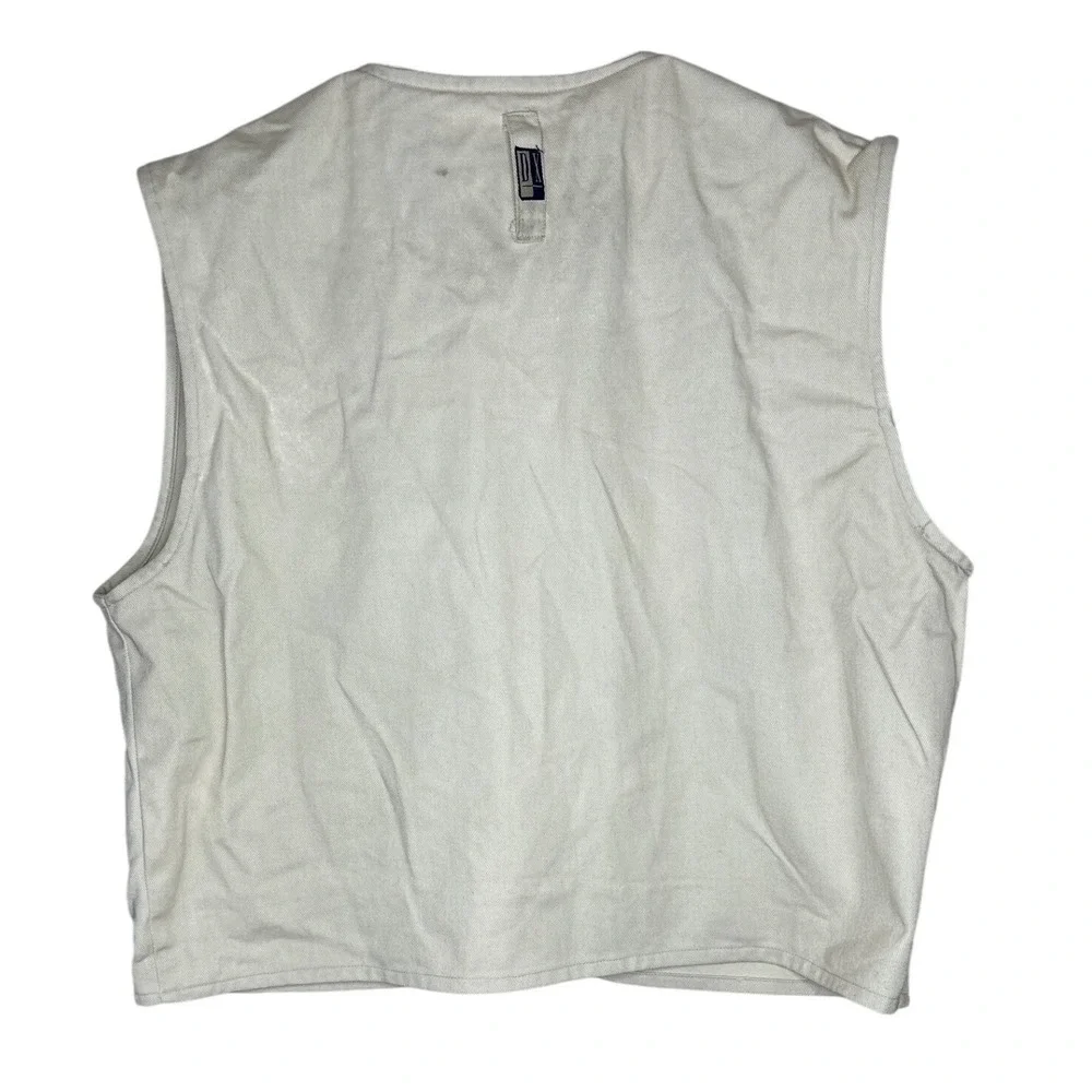 Double Exposure Original DX Design Mens Utility Vest Beige Cotton Multi-Pocket L